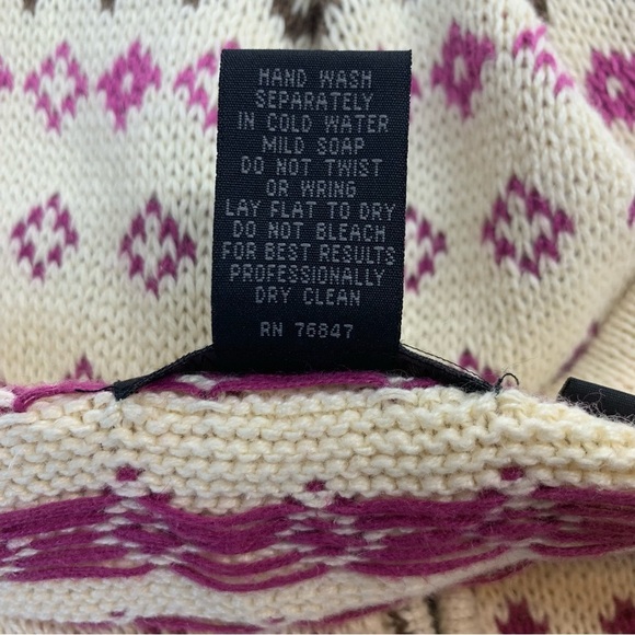 NOMADIC TRADERS Sz XL Cream & Purple Knitted Fair Isle Zipper Sleeveless Vest.‎ - Picture 8 of 9